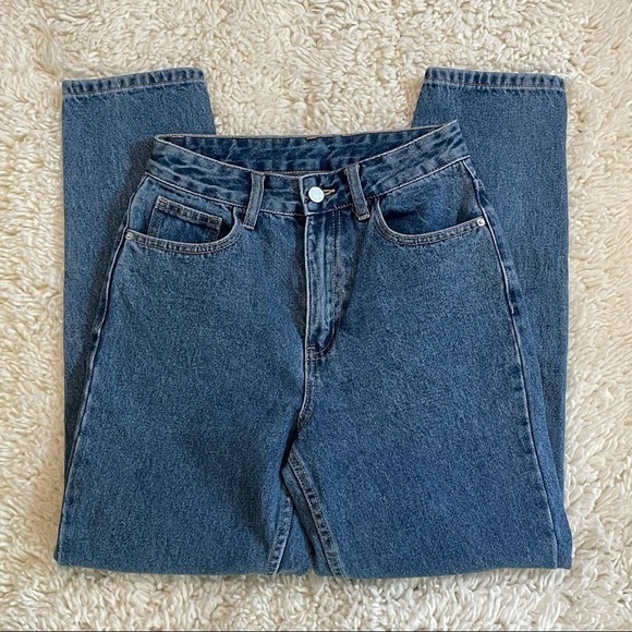 Shein High Rise Mom Jeans Women's Size 26 Medium Wash Blue Tapered Leg - Picture 9 of 11